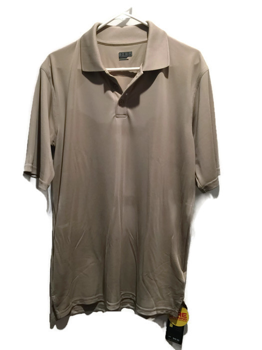 NWT UNDER ARMOUR Dry & Light Men Beige Short Sleeve Athletic Casual Shirt Medium gallery