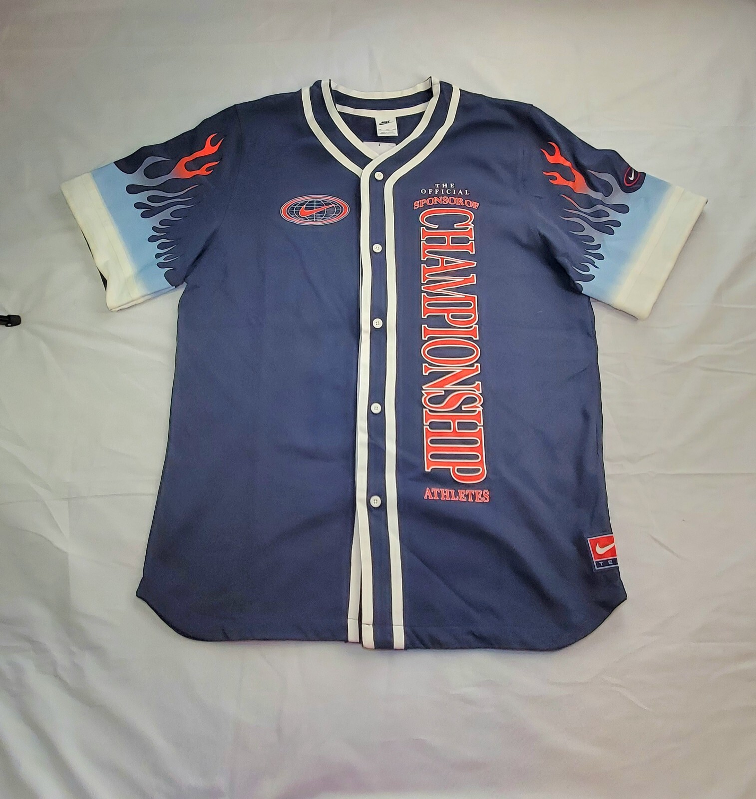 Nike Size XXL Americana Baseball Jersey Men's Blue Flame Sleeves DV9642-437 CA7 gallery