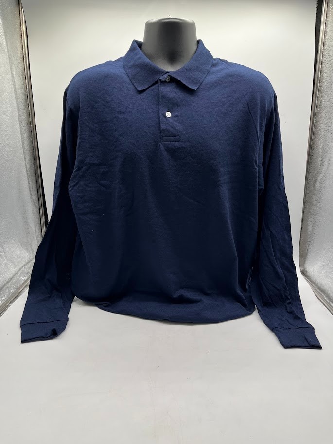 Jerzees Mens Spotshield Long Sleeve Jersey Polo Shirt 437ML J NAVY Large gallery