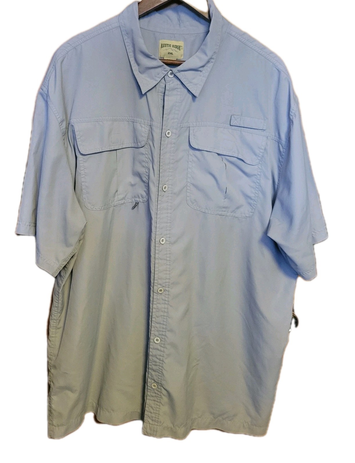 Rustic Ridge Mens Button Up Fishing Shirt Size 2XL Grey-Blue 2 Pocket gallery