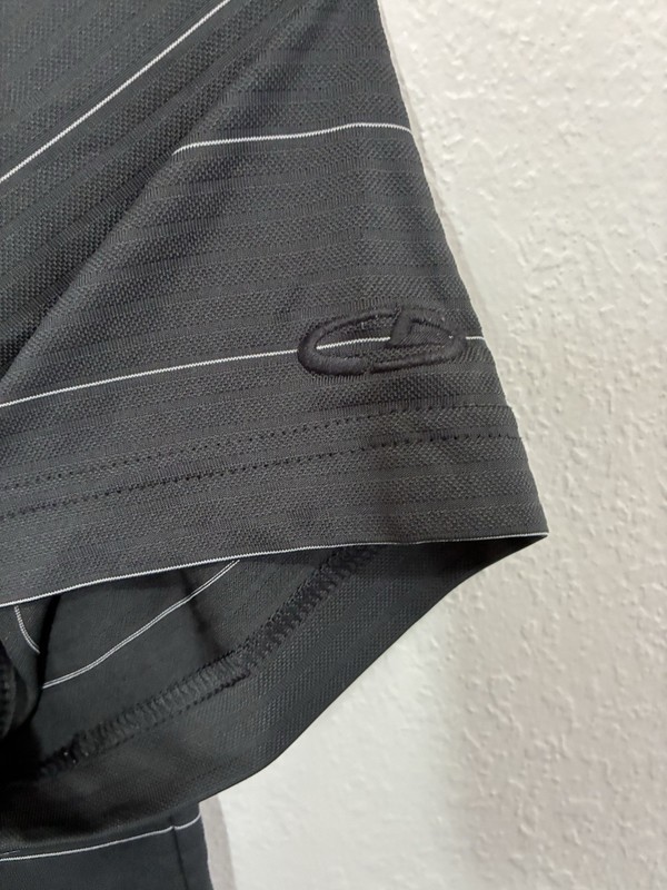 C9 by Champion Duo Dry Men's Gray Striped Polo Shirt M Moisture Wicking Golf gallery