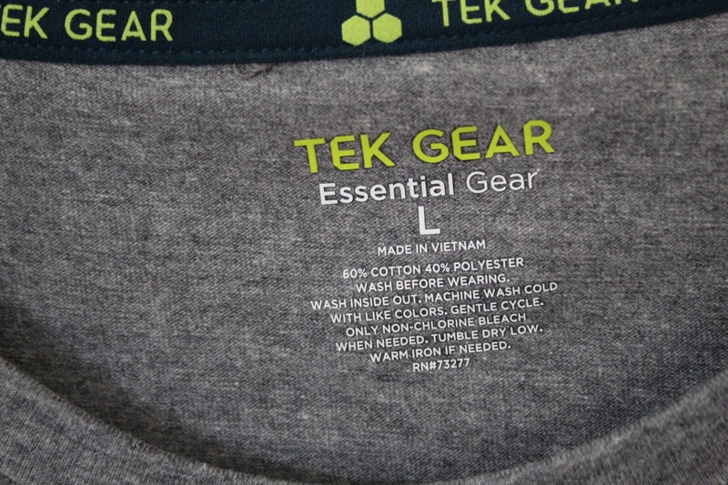 Tek Gear Essential Men's T-Shirt Size L Oxford Grey Heather Cotton/Poly NWT NEW gallery