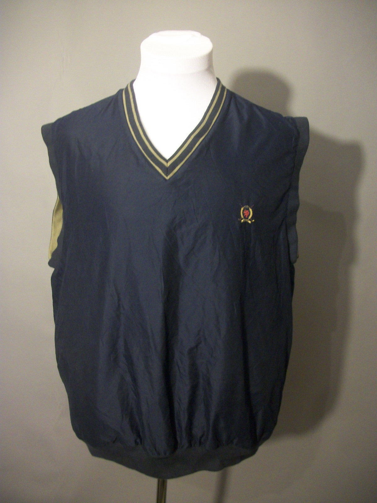 Tommy Hilfiger Golf Vest Sz L / Large Reversible Pullover Blue Khaki Sleeveless gallery