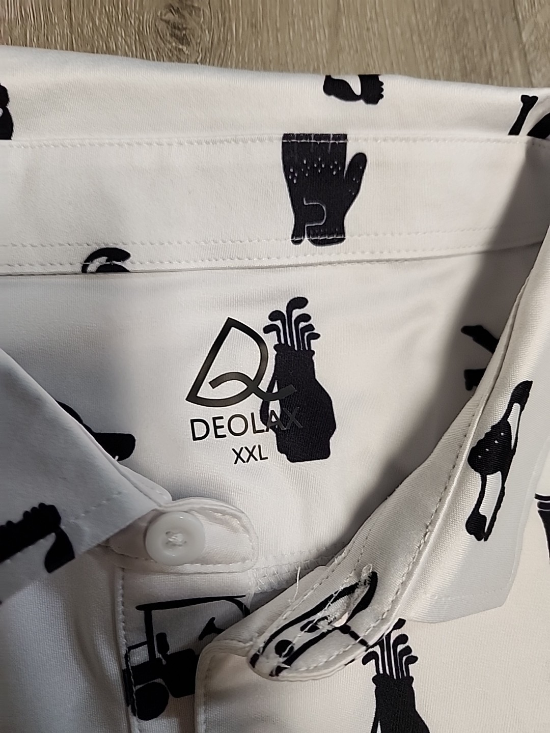 Deolax All Over Golf Graphics White Lightweight Polo Shirt Mens 2XL gallery