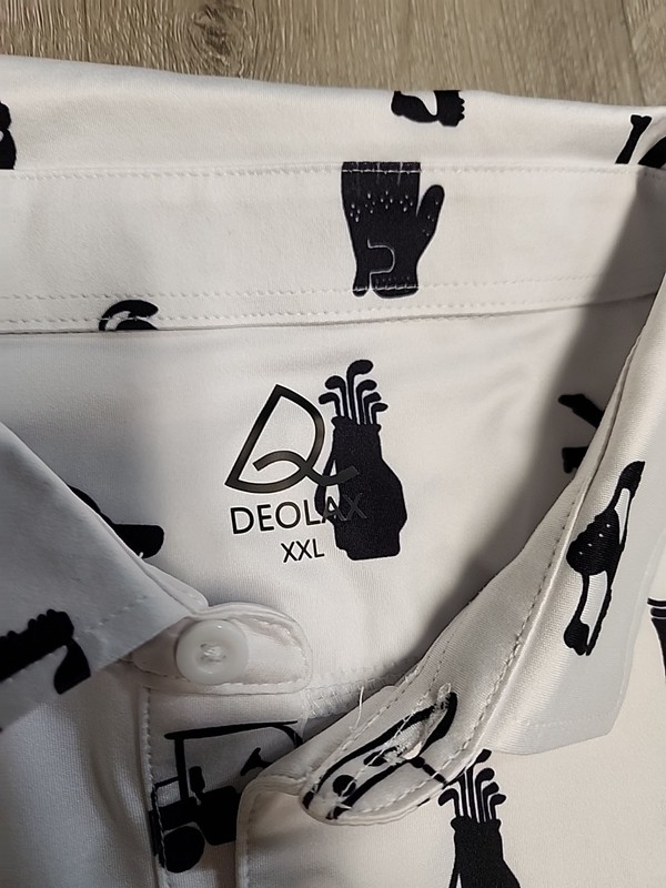 Deolax All Over Golf Graphics White Lightweight Polo Shirt Mens 2XL gallery