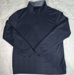 Tailorbyrd Collection Men’s Large 1/4 Zip Pullover Blue Windowpane Stretch