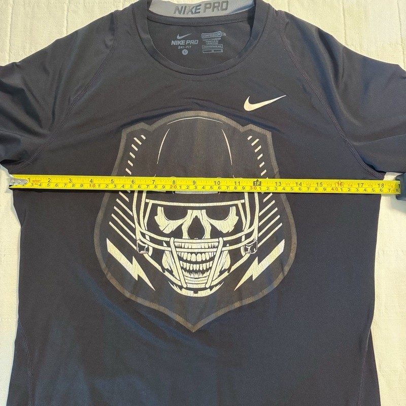 NIKE Pro Dri-Fit LARGE Compression Football Skull Shirt Mens- RARE gallery