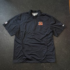 Nike NFL Cincinnati Bengals On-Field Apparel 1/4 Zip Short Sleeve Jacket Mens LG
