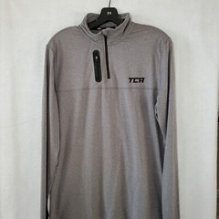 TCA Shirt Men’s Medium Fusion Pro Quick Dry Long Sleeve 1/4 Zip Running Grey