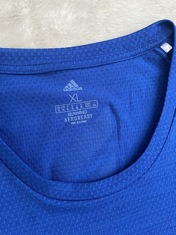 Adidas Men's Runner Blue Athletic TShirt Gray Training Running Gym EUC Size XL gallery