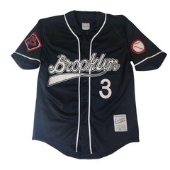 Brooklyn Baseball Jersey Mens Medium Black Button Front Evolution Jeans #3