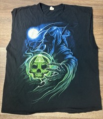 Grim Reaper Illuminati All Seeing Eye Skull Black Tank Top Y2K Tattoo 2XL