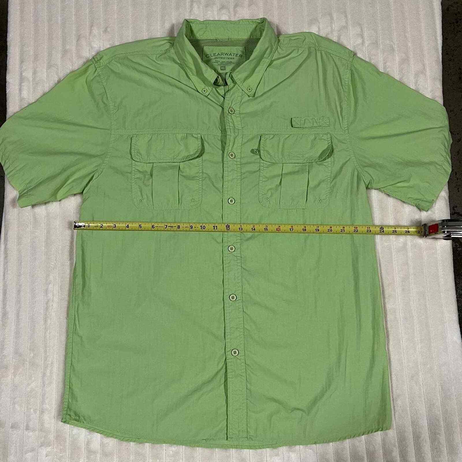 Clear Water XL Green Performance Fishing Shirt Cargo Pockets and Vented Back gallery