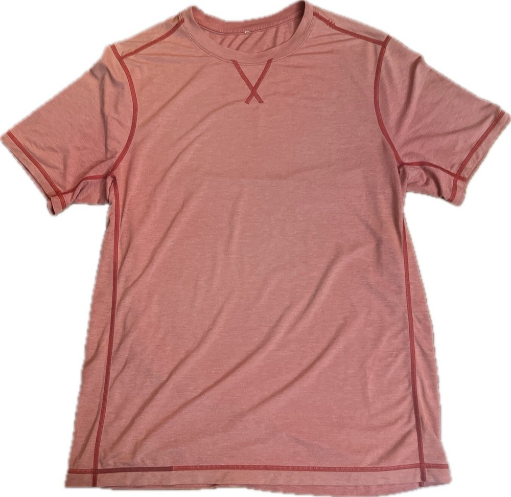 Lululemon Shirt Men's XL Metal Vent Tech Salmon Pink Orange Stretch Gym Running