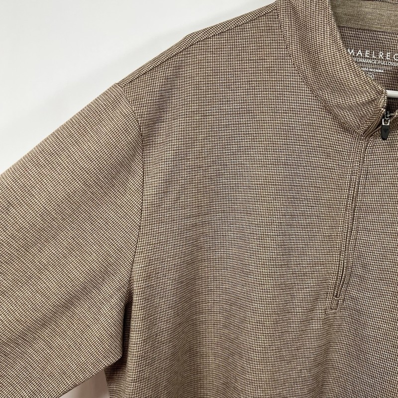 Maelreg 1/4 Zip Performance Pullover Mens 2XL XXL Brown Houndstooth Performance gallery