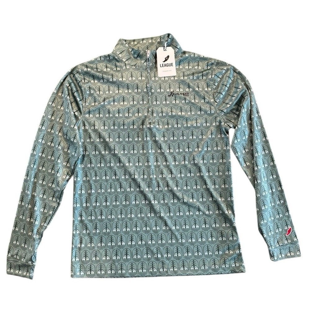 Highlander Beer League 91 Quarter Zip Pullover Green Trees Recycled Shirt M