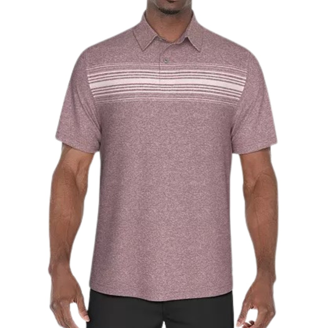 PGA TOUR Performance Stripe Polo Golf Shirt sz 2XL XX-Large Berry Heather gallery