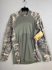 Massif Army Combat Shirt Mens Large OD Green ACU Camo ACS FR Made USA 1/4 Zip