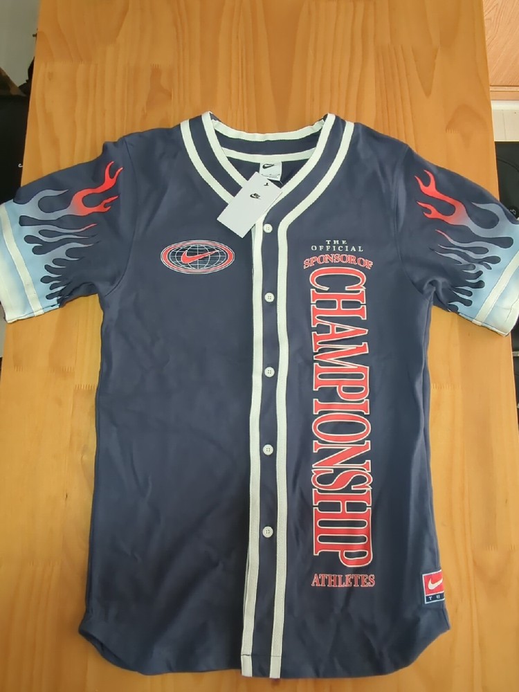 Nike Championship Button Up Jersey Top Blue Men's Large L DV9642 NWT New
