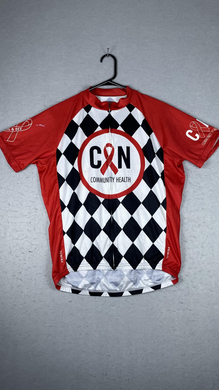 Primal Cycling Jersey Mens Large Red Black White CAN Community Health Full Zip gallery