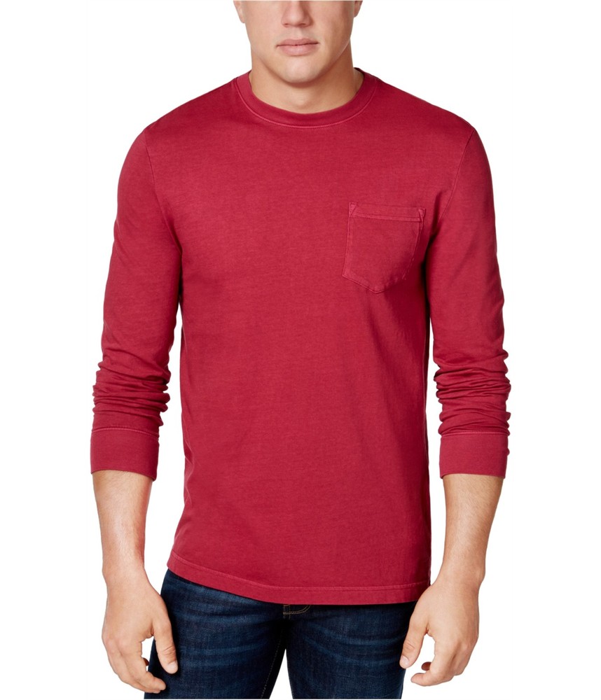 Club Room Mens Garment-Dyed Basic T-Shirt, maraschino, L