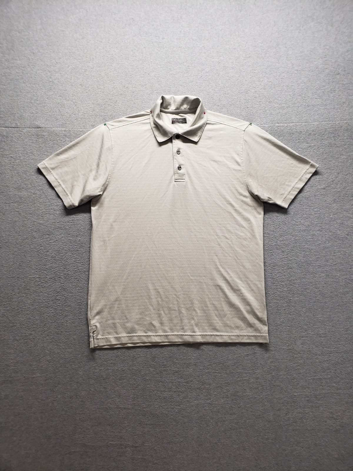 Bolle Men Polo Shirt S Gray Button Front Short Sleeve Collared Logo Outdoor Golf gallery