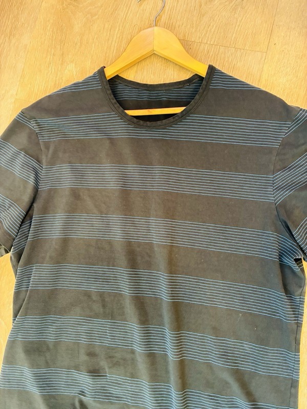 LULULEMON- Two- 5 Year Basic V-Neck Tees Soft Vitasea. Striped & Blue XL EUC gallery