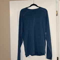 Lululemon Mens XXL Metal Vent Tech Long Sleeve Shirt Blue