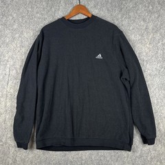 Adidas Sweatshirt Mens 2XL Black/Dark Gray Terry Blanket Sweater Pullover