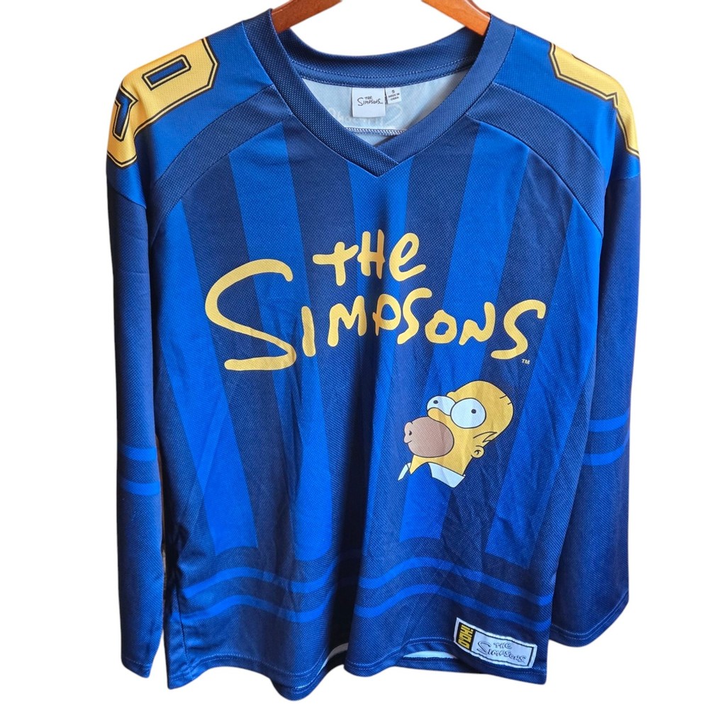 The Simpsons 20th Television Vibrant Blue Long Sleeve Jersey Shirt Men's size S