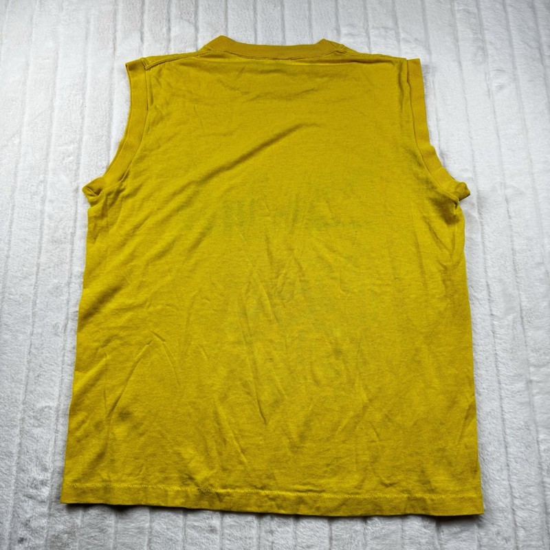 VTG 1985 Waikiki Hawaii Tank Top T-Shirt Size Large Yellow Novelty Dinosaur Fun gallery