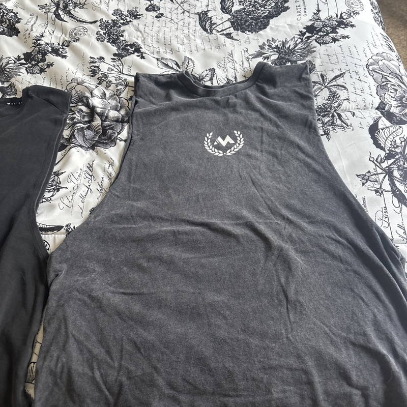 2 Mentality Mens Cutoff Tank Charcoal and Black Size Large Gym Wear Lot gallery