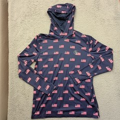 Googan Squad America Hooded Long Sleeve Shirt Mens Small Performance Fishing