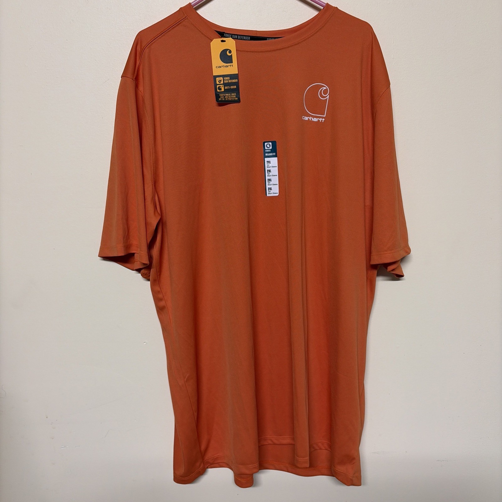 Carhartt Force Sun Defender 2XL Orange Relaxed Fit UV Protection Men's T-Shirt gallery