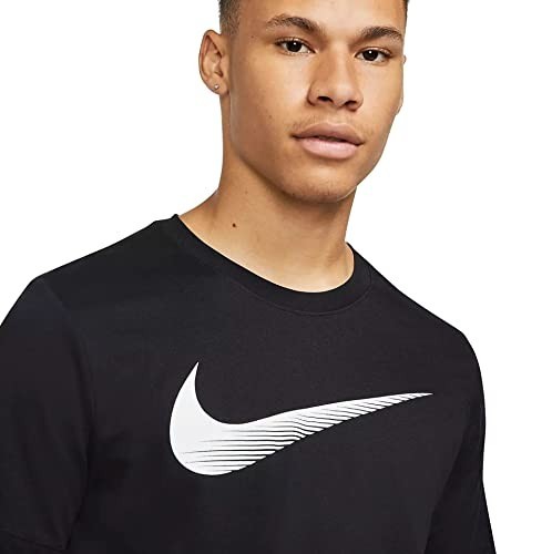 New Nike Mens Dri-FIT Swoosh Training T-Shirt in Black/White CZ9740-010 Size L gallery