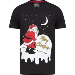 Christmas Yellow Snow Mens Christmas Top Black Short Sleeve Stylish T-Shirt
