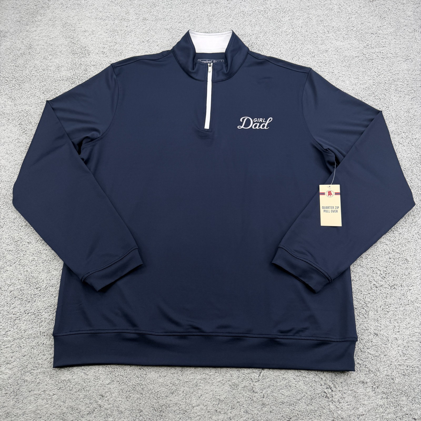 Barstool Sports Quarter Zip Pullover Mens Medium Navy Blue Girl Dad Fathers Day gallery