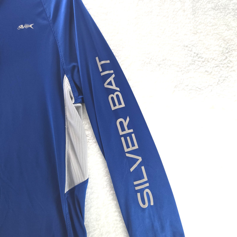 SILVER BAIT Men's Size Med Performance Shirt Royal Blue 1/4 Zip Mock Turtleneck gallery