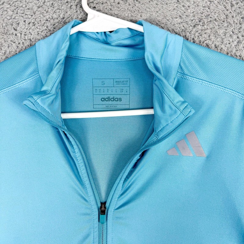 Adidas Own The Run Pullover Mens Small Blue 1/4 Zip AEROREADY Running H44551 gallery