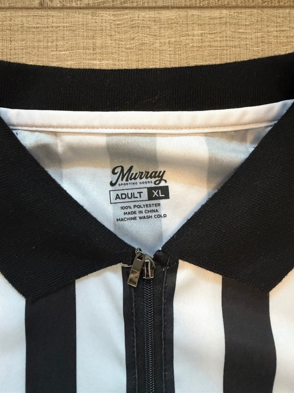 Murray Sporting Goods 1/4 Zip Referee Shirt Black White Stripe Pocket Adult XL gallery