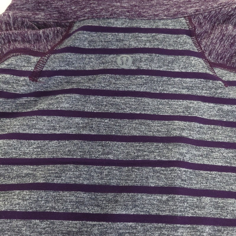 Lululemon Shirt Mens XL Purple Gray Striped Quarter Zip Raglan Sleeve Pullover gallery