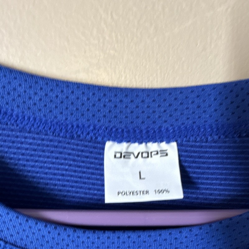 Devops Men's Crew Neck Sleeveless Mesh Breathable Tank Top Blue L gallery