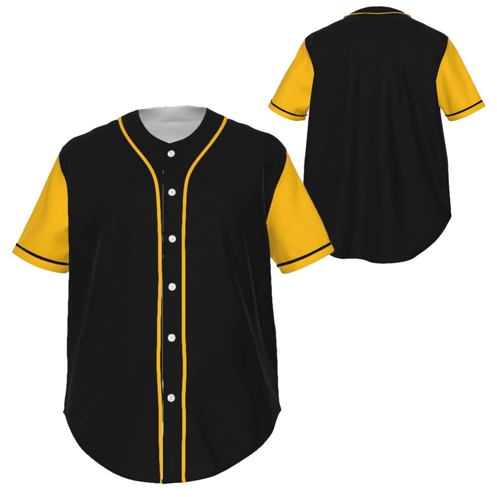 Fully Custom Black and Yellow Baseball Softball Team Design Baseball Jersey BS-1