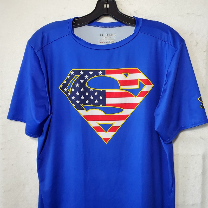 Under Armour Compression Shirt Superman Mens XXL Logo US FLAG CREW-NECK gallery