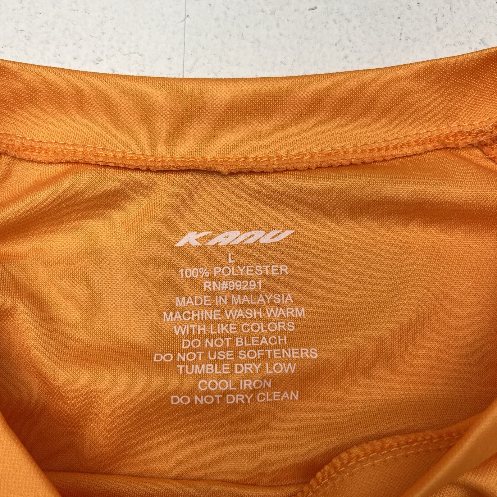 K ANU Orange White Contrast Short Sleeve Athletic Activewear Shirt Men’s Size L gallery