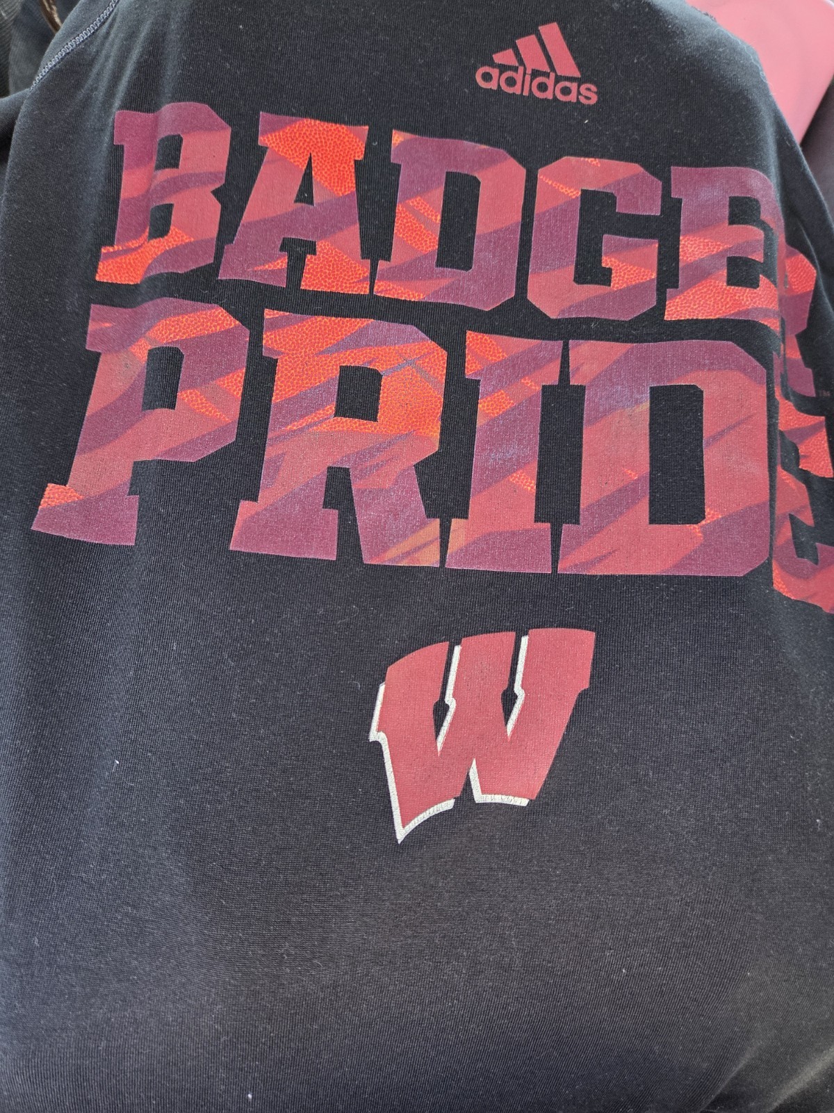 adidas Climalite Wisconsin Badgers Pride Graphic Tee Men's XL Black Polyester gallery