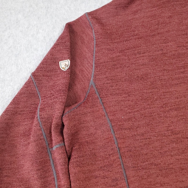 Kuhl Ryzer Pullover Mens Med Burnt Red 1/4 Zip Stretch Hiking Base Layer Knit gallery