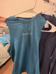 YoungLA Men’s Blue Compression Tank Top Medium Athletic Fit Polyester Logo Gym