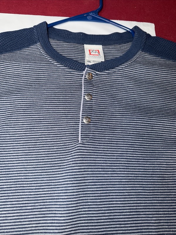 Avalanche Outdoor Blue Gray Pullover Waffle Knit Thermal Henley Shirt Men’s 2XL gallery