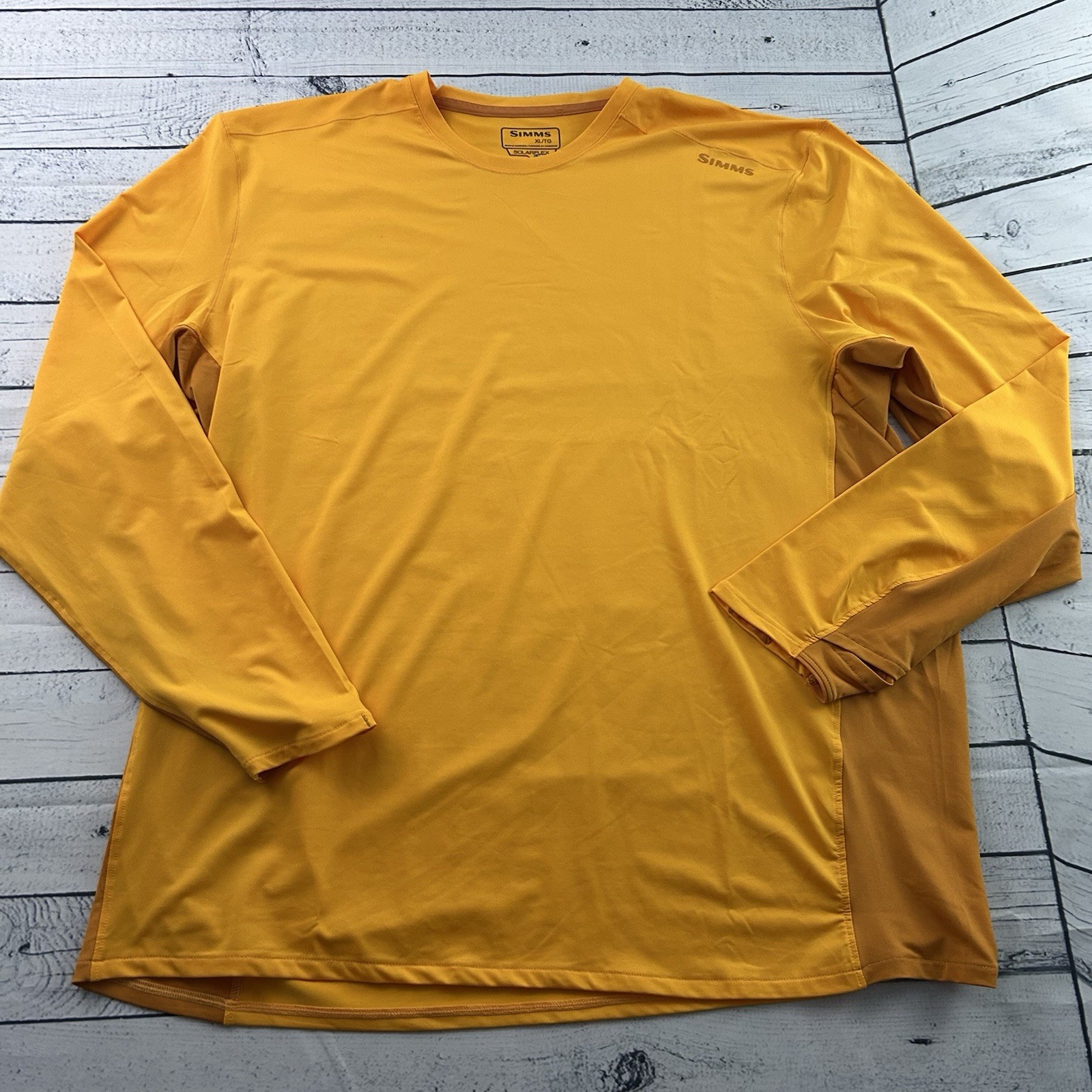 SIMMS Solarflex Long Sleeve Athletic Fishing Outdoor Shirt Men's XL Yellow Gold gallery